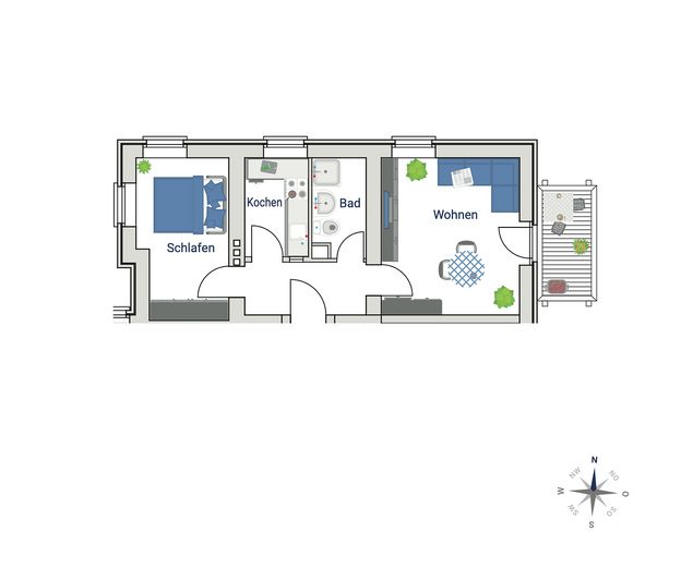 Vivere bene in 2 locali a Bad Langensalza Kastanienpark – Grundriss Wohnung