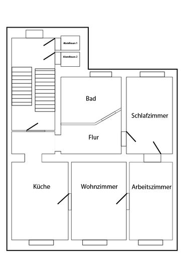 Vielseitiges Wohnhaus: Großfamilie oder 3×3-Zimmer-Wohnungen + Gewerbe & Garten – 1. Etage