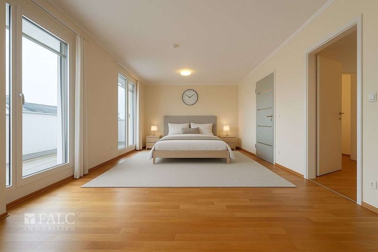 Viel Platz, viel Komfort - Gepflegte Maisonette-Wohnung samt Klimanlage im Herzen von Troisdorf! – Schlafzimmer gestaged