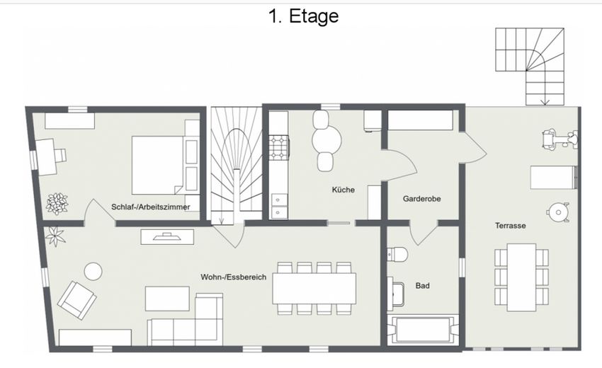 Großzügige 2-Zimmer-Wohnung mit überdachter Terrasse in Höhr-Grenzhausen – Grundriss 1. Obergeschoss