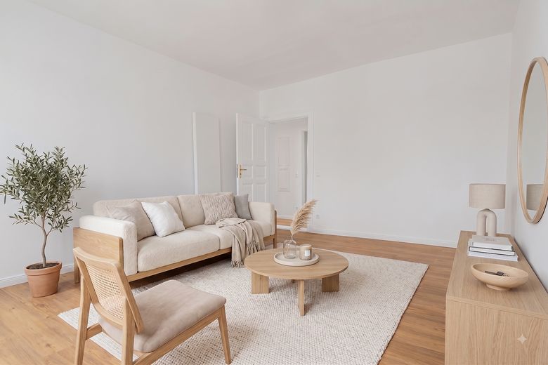 Kernsanierter 2-Zimmer-Altbau in Berlin-Köpenick: Erstbezug mit Wohnküche, Tageslichtbad und Balkon – Zimmer 2 - KI Visualisierung