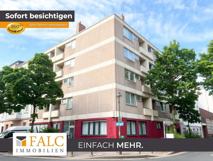 Bezugsfrei: Helles City-Apartment mit Balkon, EBK &amp; Aufzug in Top-Lage – Außenansicht