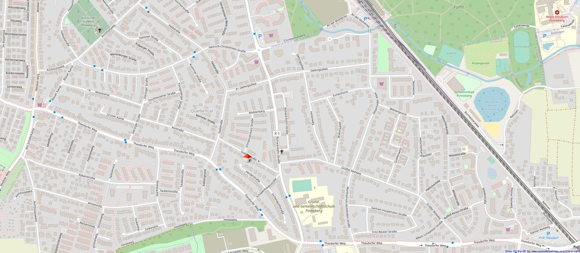 Gepflegte und gemütliche 2Zi Whg mit neuer Küche in ruhiger Lage Pinneberg-Quellental – Lageplan