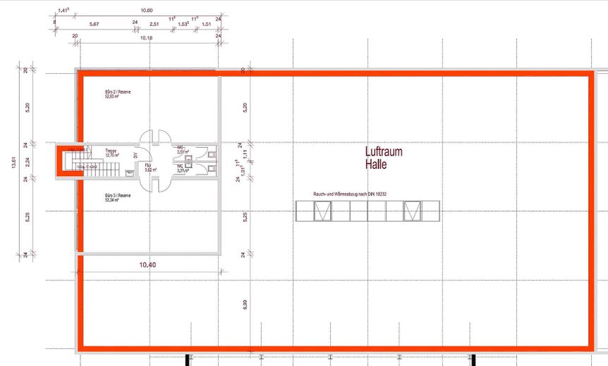 Gewerbehalle / Lagerhalle / Halle 624qm / Büro 247qm in 91126 Rednitzhembach – Grundriss OG Büro und WC