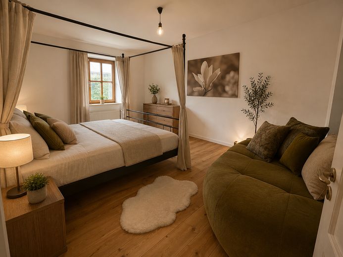 Sandsteinanwesen in Uehlfeld -kernsaniert-nachhaltig-außergewöhnlich. Ein Zuhause mit Geschichte – Schlafzimmer 