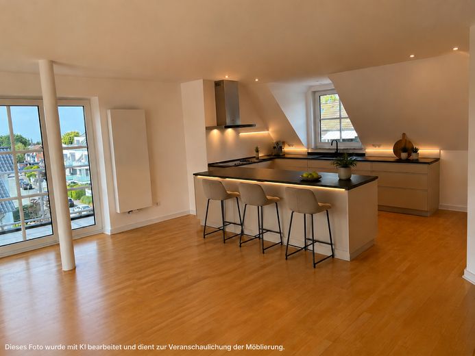 exklusive penthouseartige Dachgeschosswohnung mit großzügiger Dachterrasse in Dortmund-Kirchhörde – KI generiertes Muster 