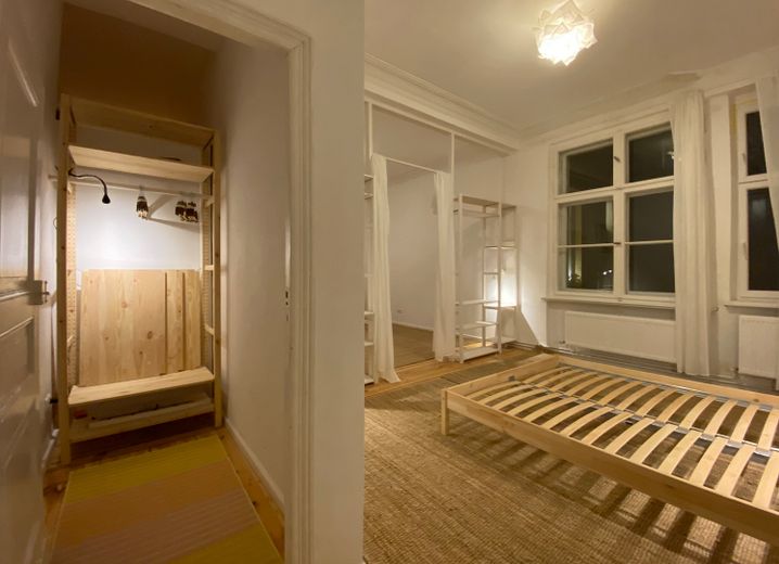 Westhafen Stuckaltbau, sonnig, grün, ruhig, Balkon, hohe Räume – Ankleide von der Suite aus 