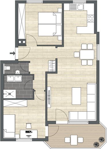 *provisionsfrei* Helle 3-Zi-Wohnung hochwertig renoviert mit Balkon in zentraler Lage – Grundriss