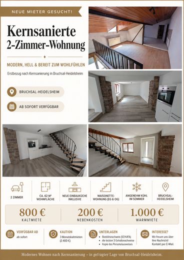 Kernsaniertes Reihenmittelhaus/Wohnung auf 2 Ebenen und neuer Einbauküche in Bruchsal-Heidelsheim – Titelbild