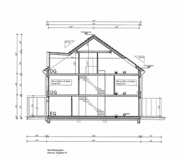 Casa a schiera d’angolo in 90530 Wendelstein-Großschwarzenlohe – Schnitt Ansicht