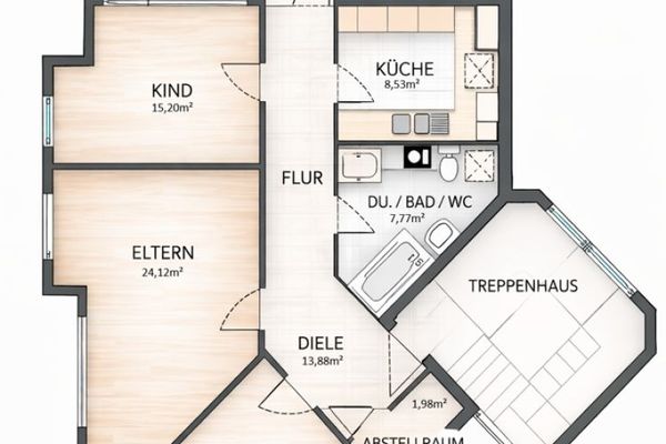 छोटी इकाई में 128m² रहने की खुशी – आधुनिक 4-कमरों वाला अटारी अपार्टमेंट, रूफ लॉजिया के साथ
