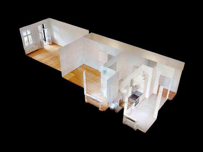 Ristrutturato: appartamento d’epoca di 2 locali con BALCONE e cucina componibile a Berlino Friedrichshain – 3D-Ansicht Grundriss
