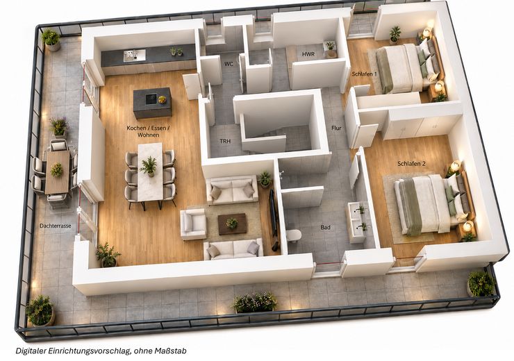 Nuovo attico con terrazza sul tetto a Meppen-Esterfeld, 118 m² – Grundriss