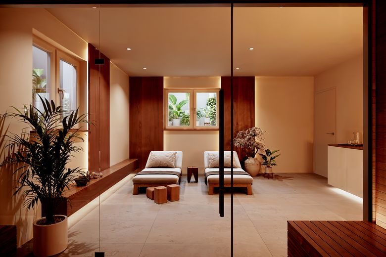 Living in a prime location in Obermenzing - south-facing garden & absolute quiet location – Wellnessbereich Untergeschoss