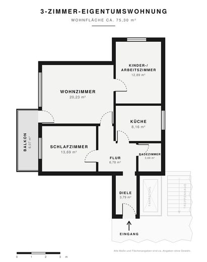 Bezugsfreie 3-Zimmer-Wohnung mit Balkon & Aufzug | Provisionsfrei | Sofort verfügbar – Grundriss