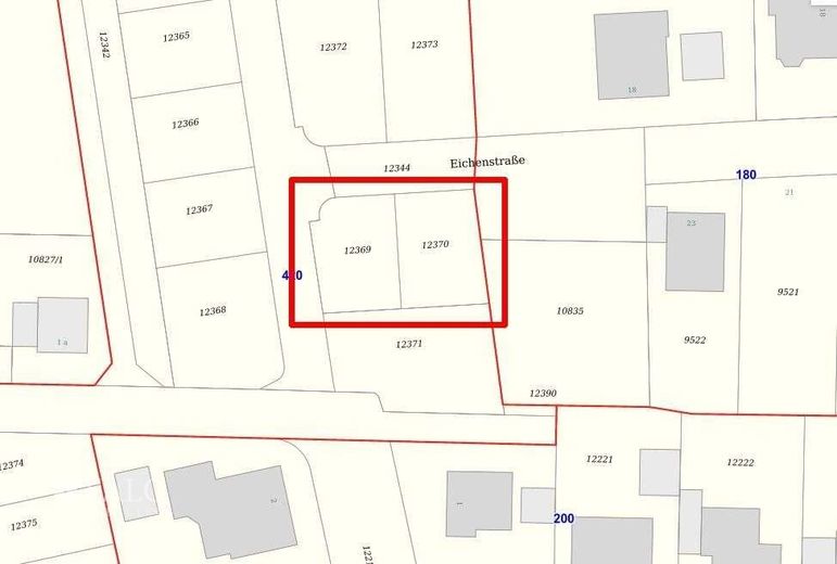 Grundstück - 574 m² - ideal für Neubau von zwei DHH oder EFH – Lageplan Ausschnitt