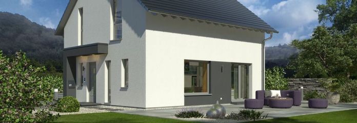 EINFAMILIENHAUS MIT OFFENER ARCHITEKTUR – Ansicht Eingang/Garten