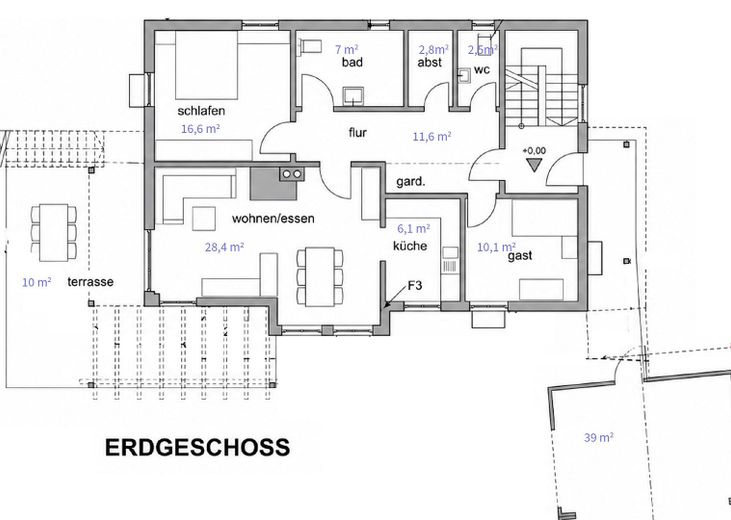 Sehr sonniges Holzhaus, KfW60, Isny-Großholzleute, EG barrierefrei, – Erdgeschoss