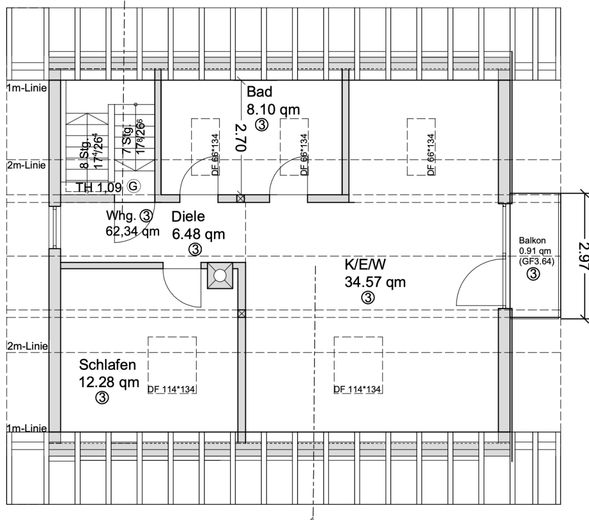 *PROVISIONSFREI*  moderne 2-Zimmer-DG-Wohnung mit Balkon – Grundriss