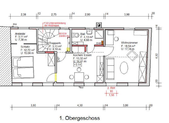 Klimatisierte Wohnung - Erstbezug nach Kernsanierung – Grundriss 1 OG