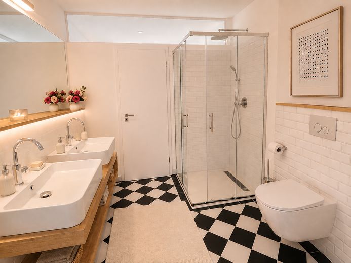 Keine Provision, Südbalkon/Südgarten, energetisch topsanierte Stadtvilla, Villenkolonie Pasing I – Masterbad_Erdgeschoss_Dusche