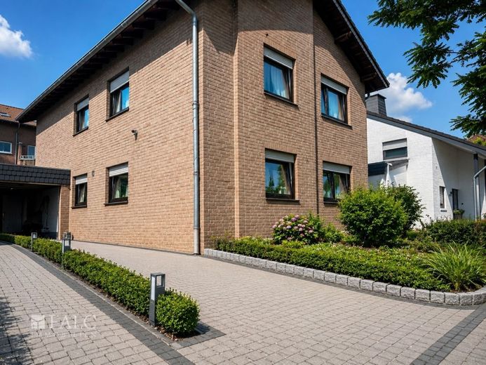 Mehr als eine Immobilie - eine Investition mit Zukunft – Seitenansicht mit gepflegtem Vorgarten.