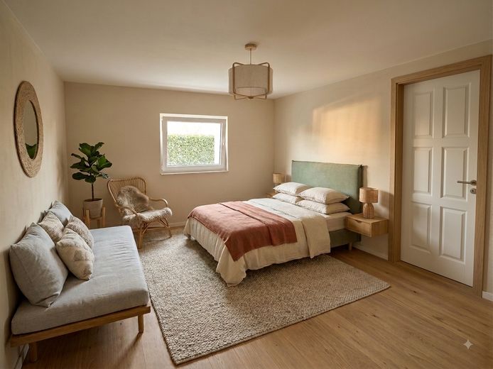 Wohnen wie im Eigenheim: 5-Raum-Maisonette, Terrasse, Garten, Erstbezug, Energiesparhaus – Kinder-/Schlafzimmer (KI-bearb
