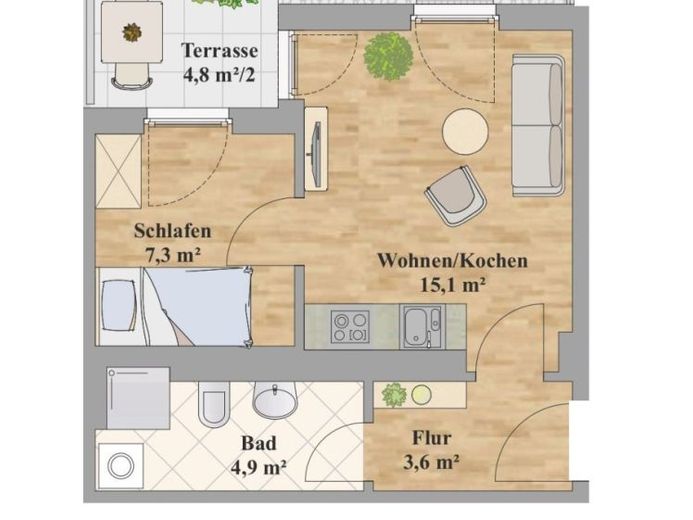 Modern ausgestattete Singlewohnung mit Terrasse und kleinem Gartenanteil! – Foto 1
