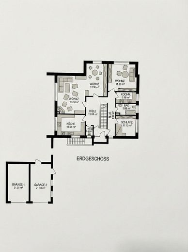 Raumwunder mit Einliegerwohnung & Doppelgarage - provisionsfrei - Erbpacht – EG