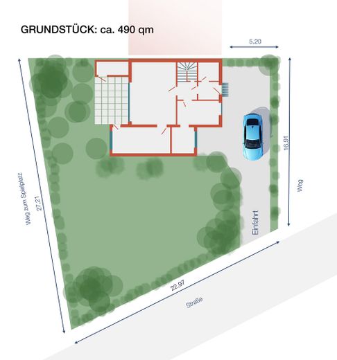 Gepflegtes Reihenendhaus mit Garten in Bremen-Huchting – Grundstück