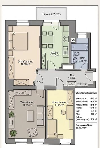 Frei & neu modernisiert - energieeffizienter Wohntraum mit Wellness-Bad & Balkon in Top-Lage – Grundriss