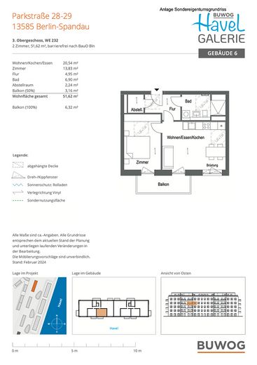 Havel manzaralı, engelsiz yeni yapım 2 odalı daire – Grundriss