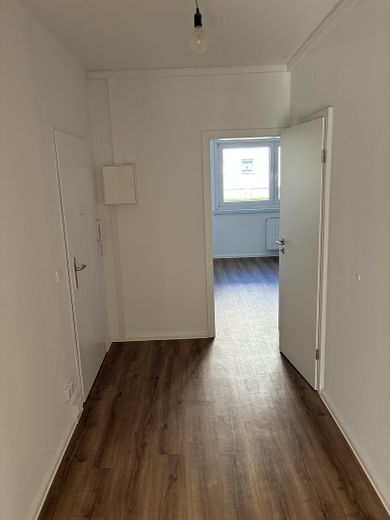 Frisch renovierte 2-Zimmer-Wohnung mit Balkon & Einbauküche – ideal für WG oder Singlehaushalt – Flur (li Eingang / re Bad)