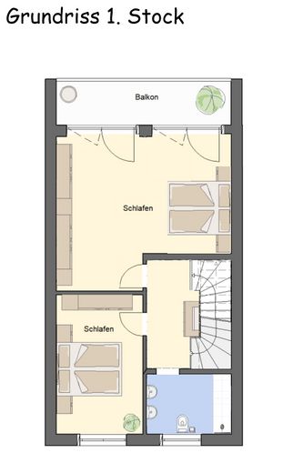 Gerenoveerde eindwoning met kelder en verbouwde zolder – Grundriss 1. Stock