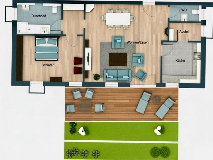Souterrain Wohnung mit außergewöhnlicher Südterrasse – Foto 1