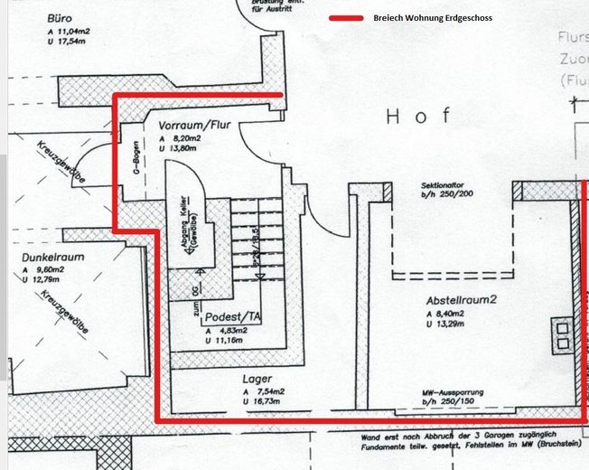 Grundriss Wohnung u. Garage EG