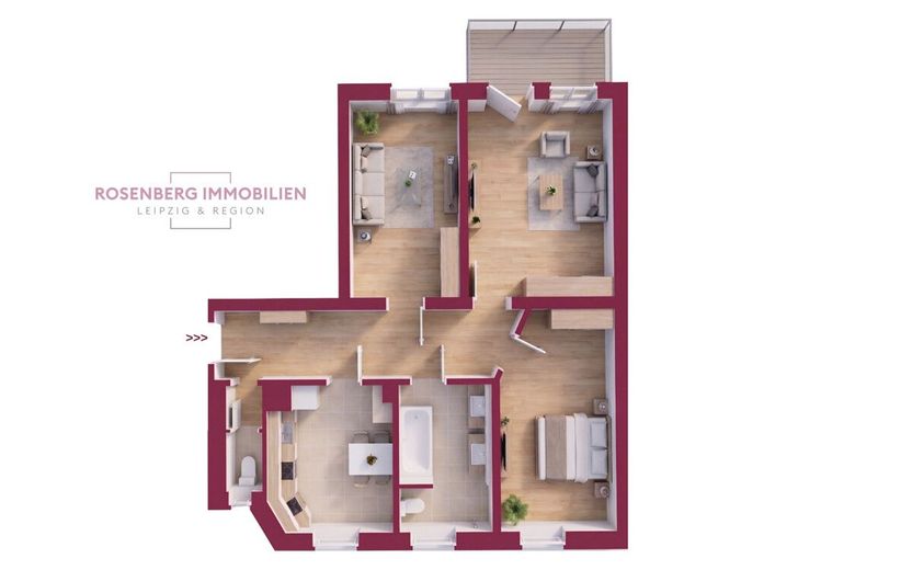 Charmante 3-Raumwohnung mit Balkon 
und Stellplatz im Leipziger Osten! – Grundriss