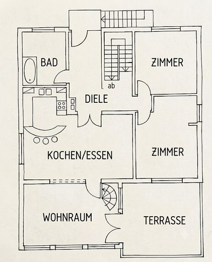 Grundriss Skizze Obergeschoss