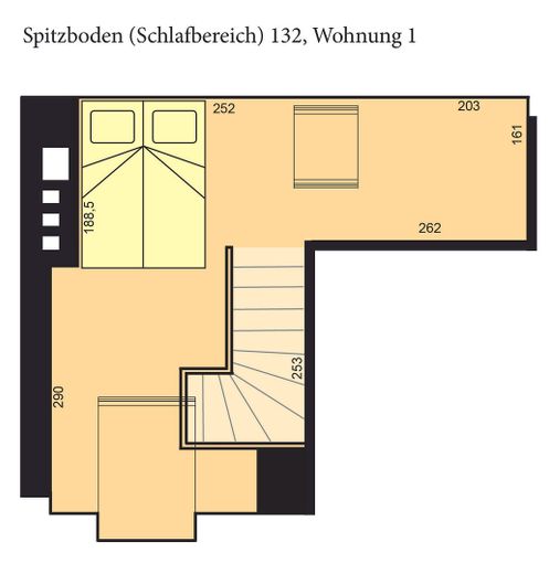 Dachgeschoß-Maisonette-Wohnung 52 qm am Tilsiter Platz in Kiel-Ellerbek – Obere Wohn- und Schlafebene
