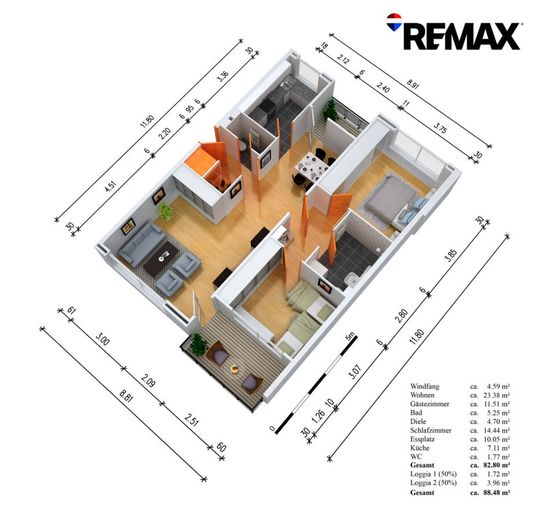 Fast wie im Penthouse - 3 Zi Wohnung + Stellplatz TG u. Wallbox. – Grundriss