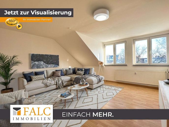 Dachgeschosswohnung mit Stellplatz in ruhiger Lage von Köln-Lövenich – Wohnzimmer