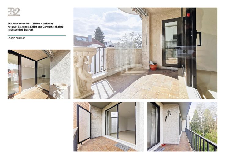 Moderne 3-Zimmer-Wohnung mit zwei Balkonen, Keller und Garagenstellplatz in Düsseldorf-Benrath – Loggia / Balkon