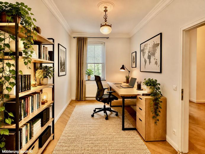 Zonder makelaarscourtage: Instapklaar droomappartement in een oud gebouw met 2 balkons en energie-efficiëntieklasse C in B-Friedrichshain – kleineres Zimmer als Arbeitszi