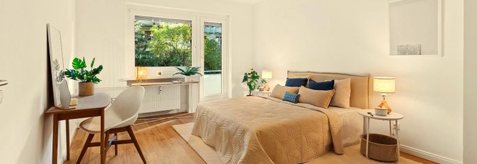 Schlafzimmer mit Balkon