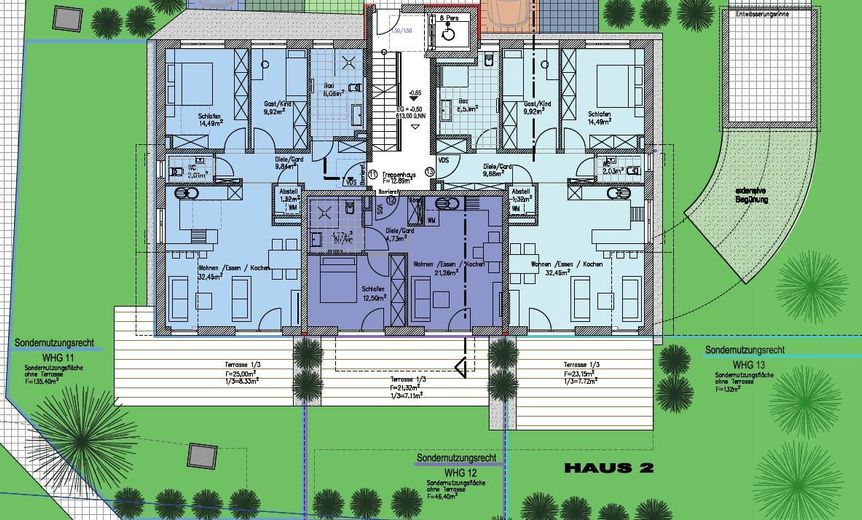 Bsp. WE 11 u 12 u 13 EG Haus 2