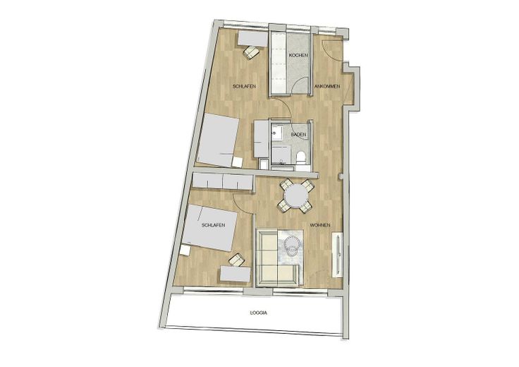 Da personalizzare ora: 3 locali completamente ristrutturato con loggia esposta a sud – Giesing | senza provvigione – Grundriss