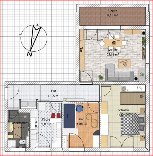 Grundriss der Whg. (virtuell)