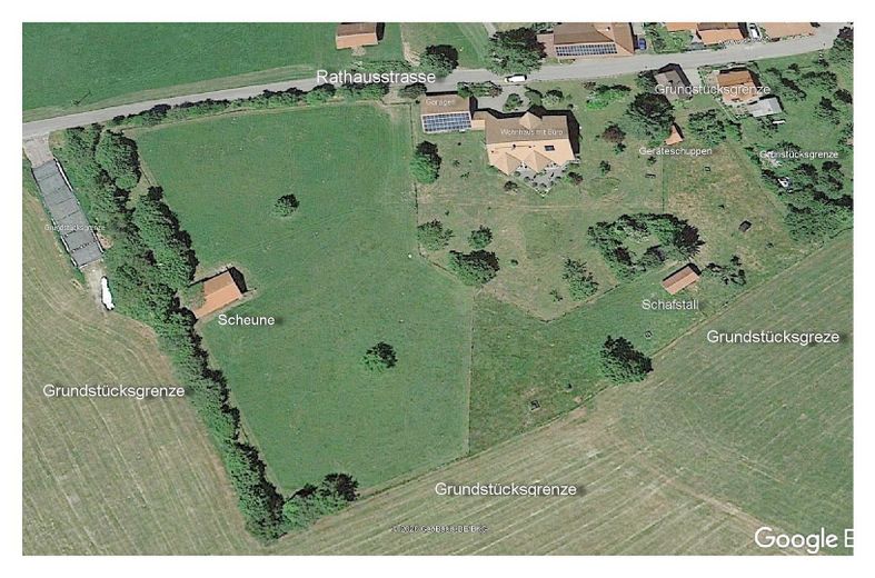 Das besondere Haus, mit sehr großem Grundstück, in einer Region wo andere Urlaub machen – Lageplan Google earth