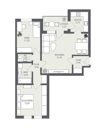 Apartamento de 3 habitaciones recién renovado con garaje subterráneo * libre para ocupar y sin comisión * – Grundriss 