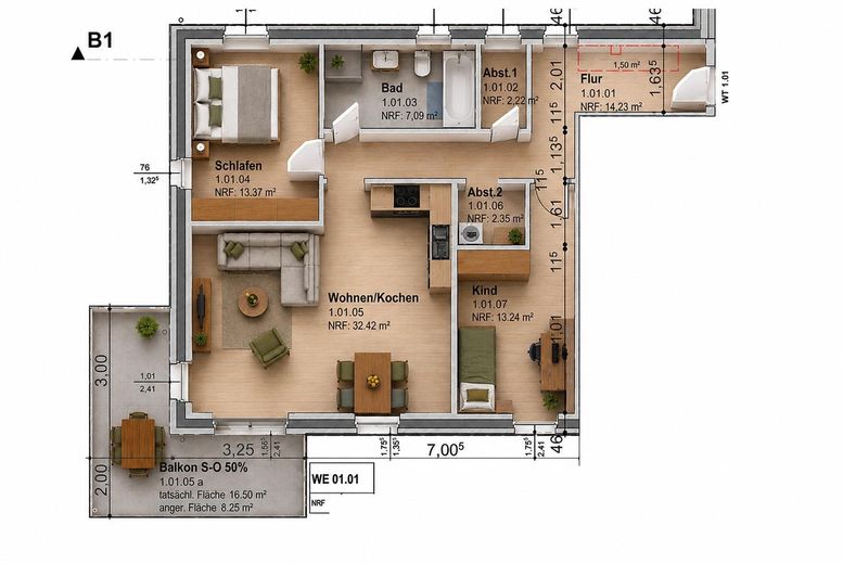 Erstbezug Neubau: Penthouse, 4 Zimmer Wohnung 112 m² Dachterrasse Einbauküche in Neumünster Gadeland – Wohnung 5